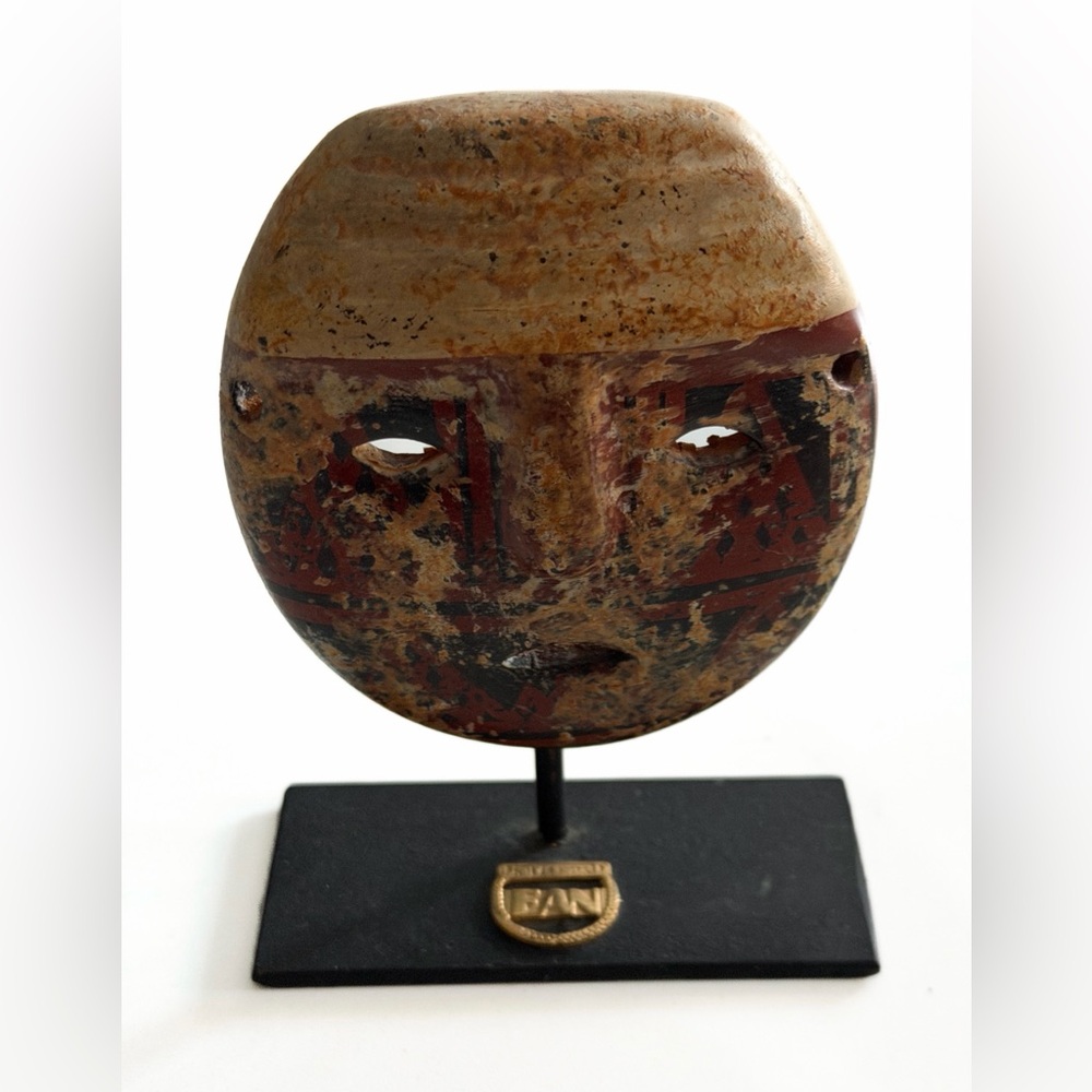 Rustic Brown Tribal Mask Art Piece